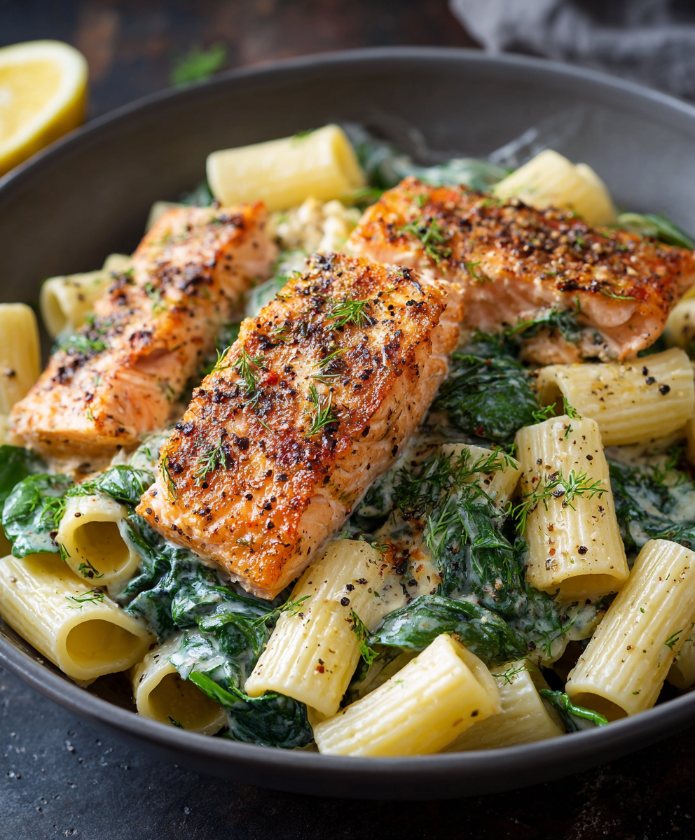 Salmon Spinach Pasta - foodfusion.runoflif.com