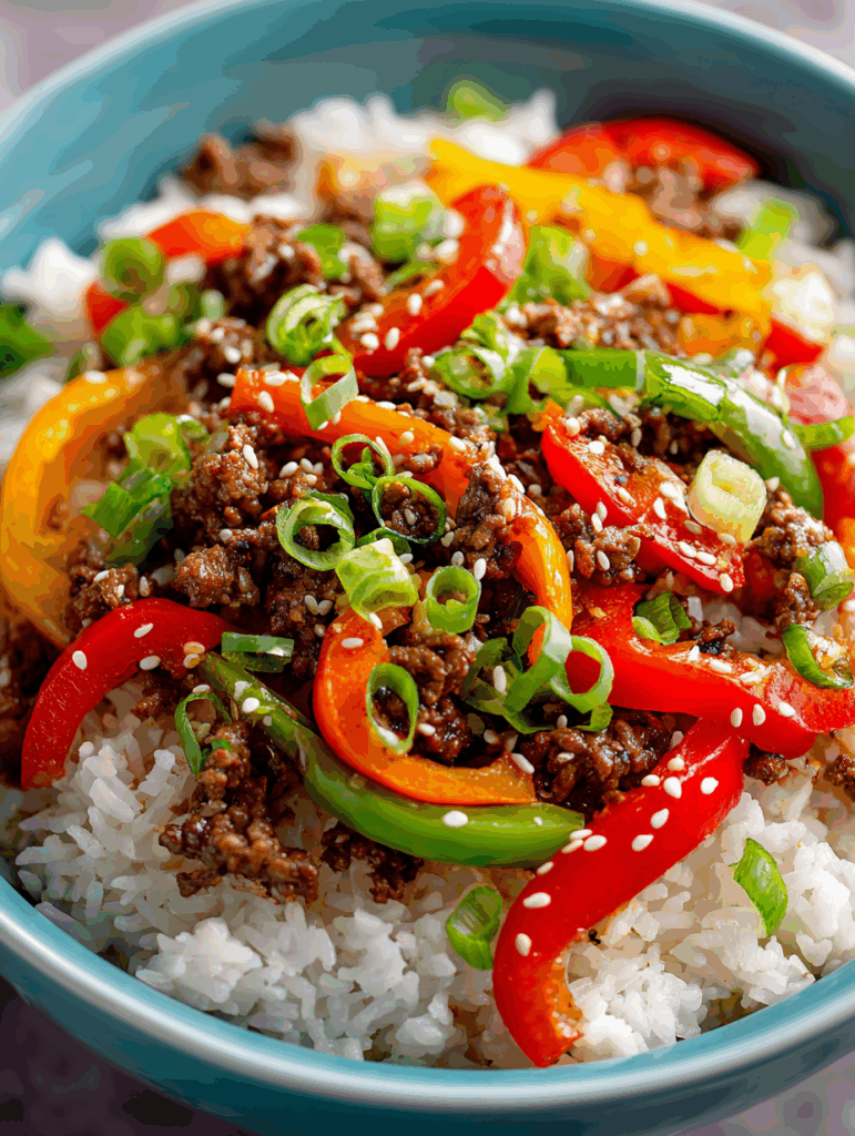Beef and Pepper Rice Bowl Recipe