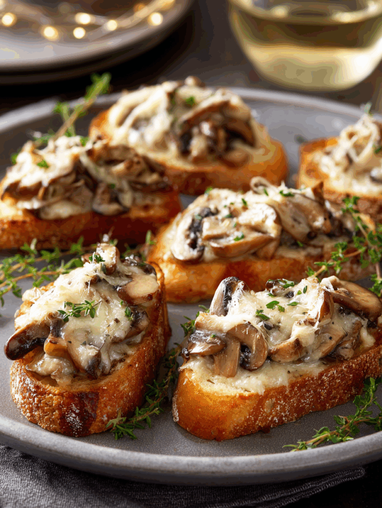 Gourmet Cheesy Mushroom and Garlic Toasts Recipe