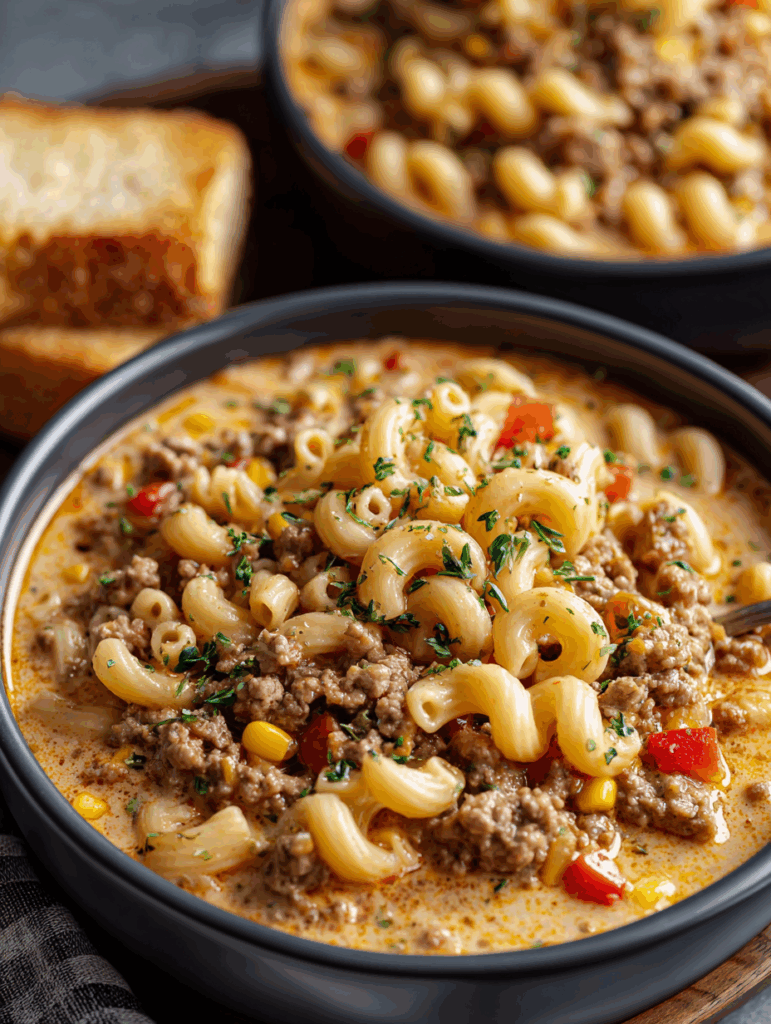 One-Pot Macaroni Cheeseburger Soup Recipe