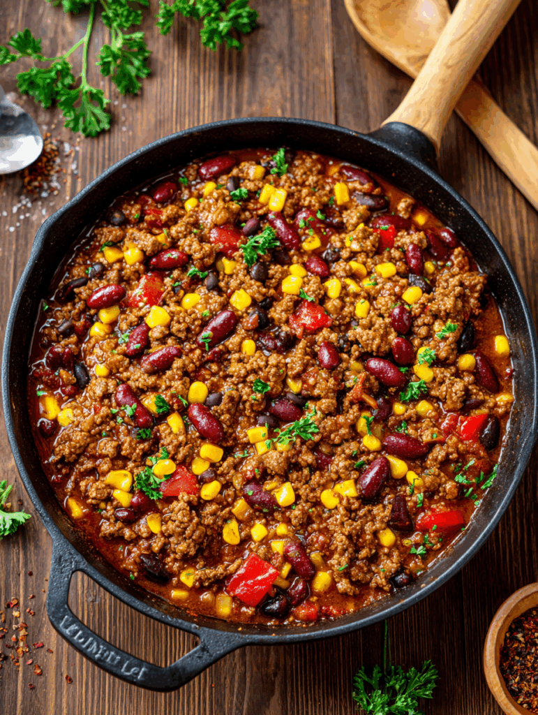 One-Skillet Smoky Honey Chili Beef Recipe
