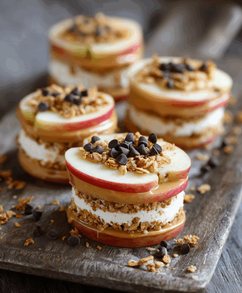 Peanut Butter Apple Sandwiches with Granola