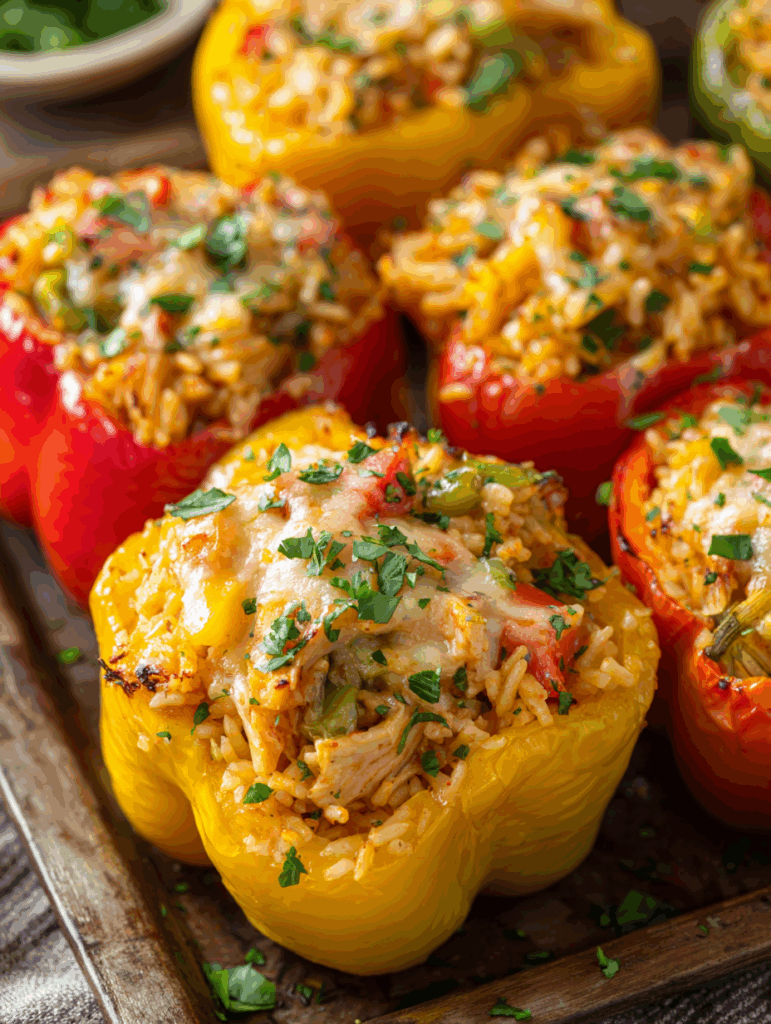 Teriyaki Pineapple Chicken Rice Stuffed Peppers