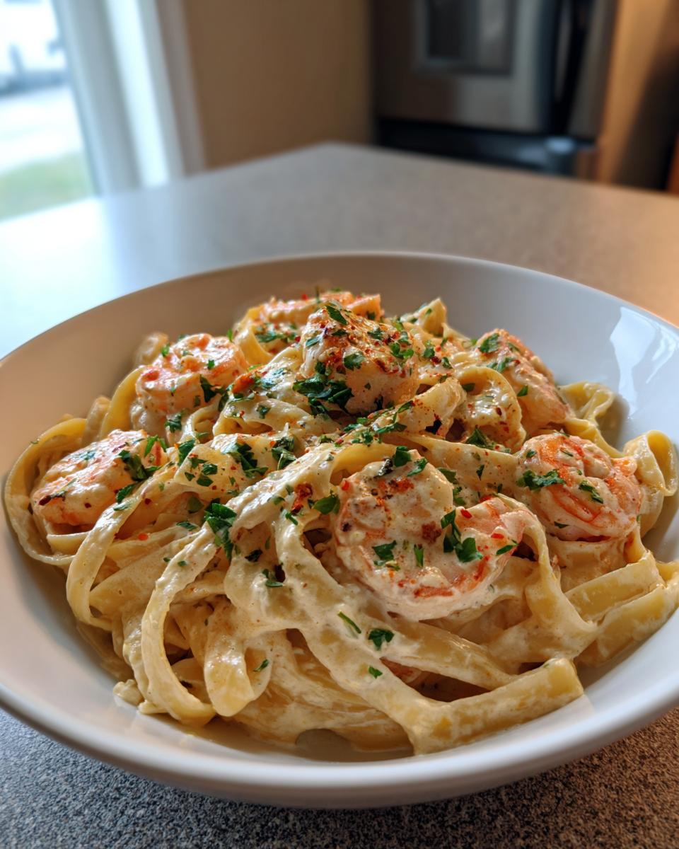 Creamy Cajun Shrimp Alfredo Pasta - detail 2