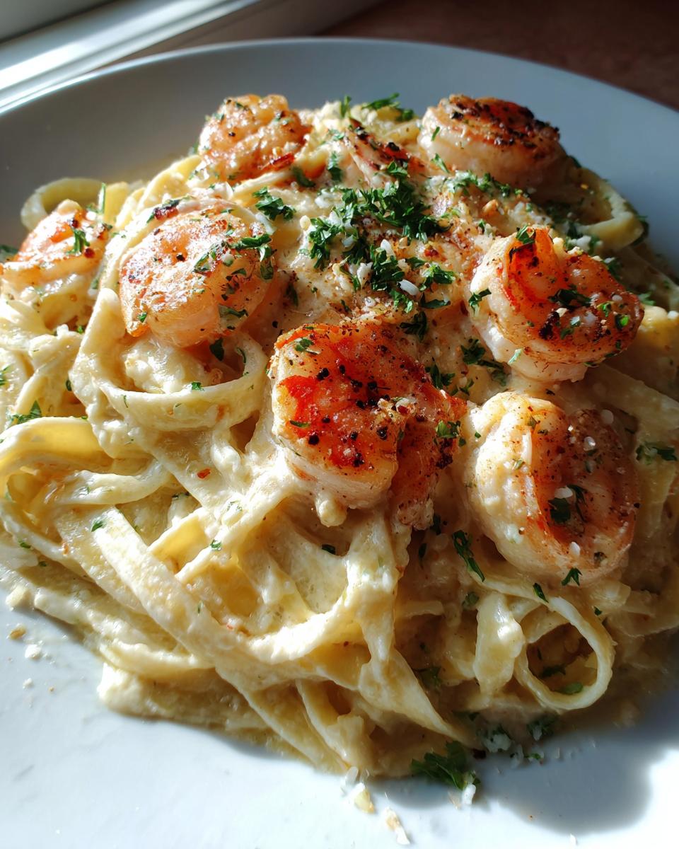 Creamy Garlic Shrimp Alfredo Pasta - detail 1