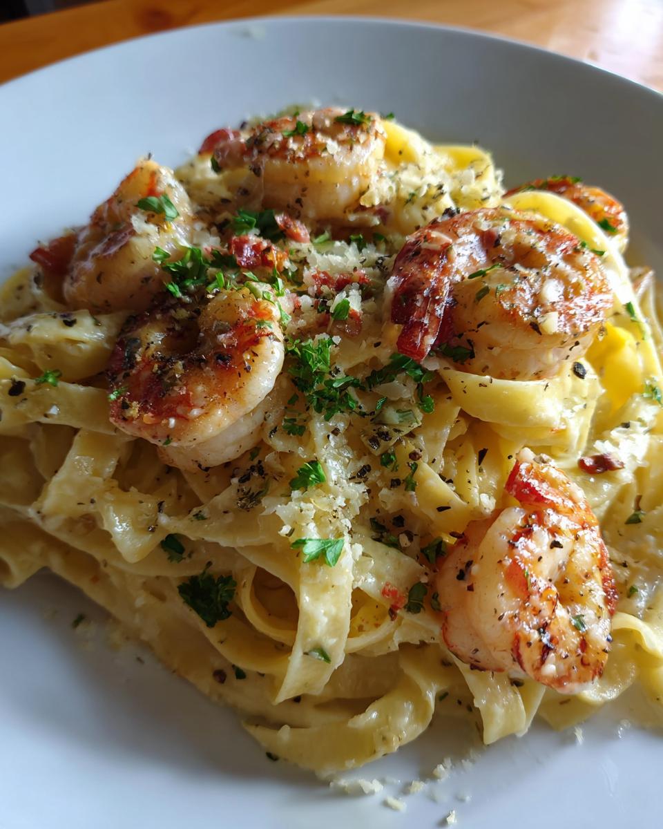 Creamy Garlic Shrimp Alfredo Pasta - detail 2