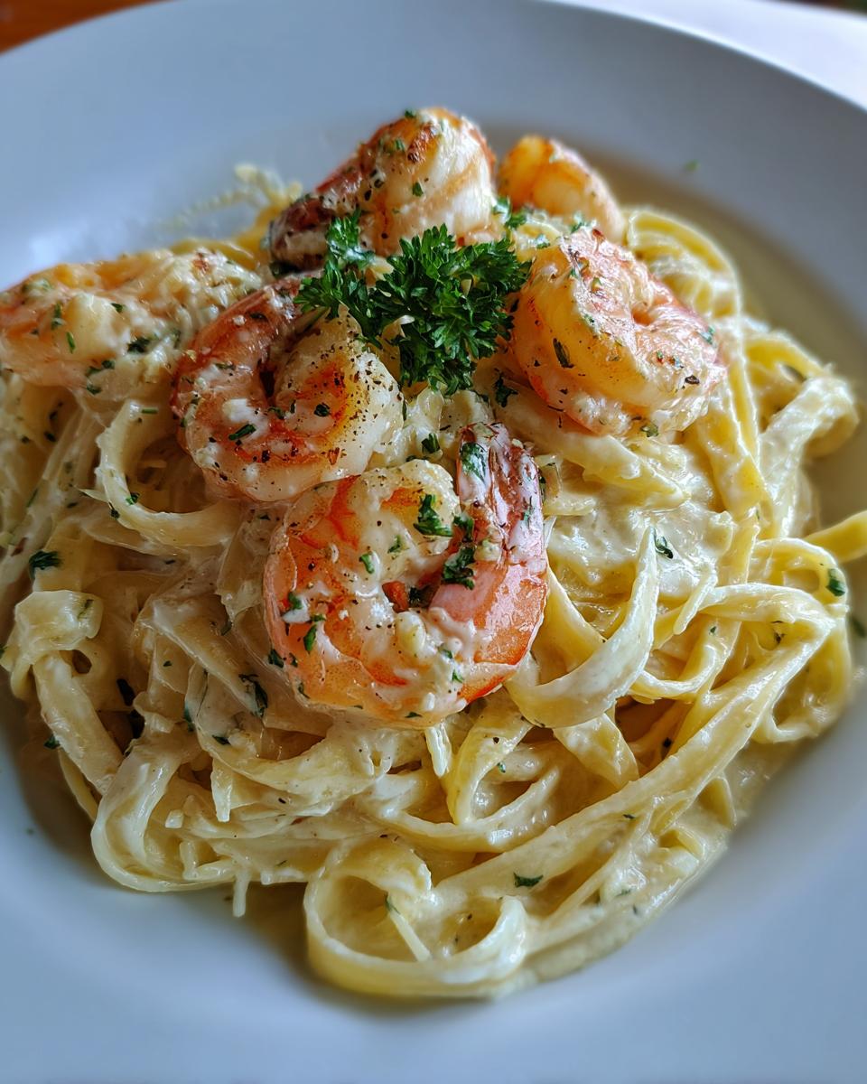 Creamy Garlic Shrimp Alfredo Pasta - detail 3