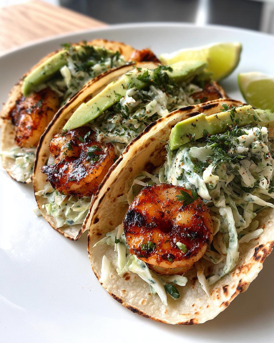 Grilled Shrimp Tacos with Cilantro Lime Slaw - detail 1