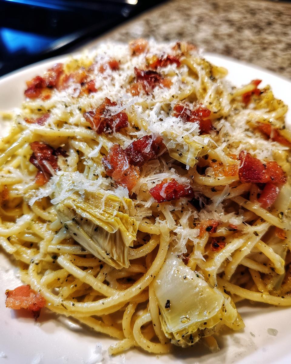 Spaghetti with Artichokes & Pancetta - detail 2