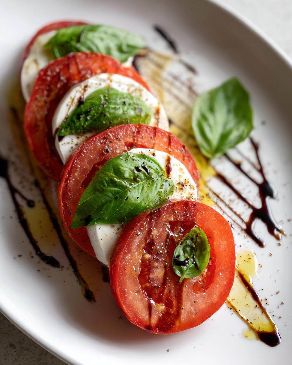 Caprese salad with balsamic glaze - detail 1