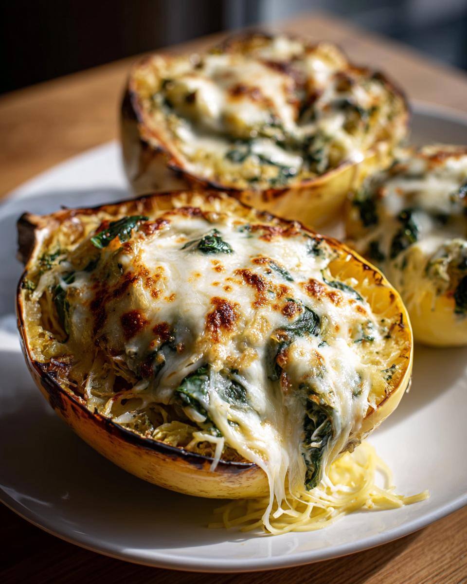 Cheesy Spinach and Artichoke Spaghetti Squash - detail 1