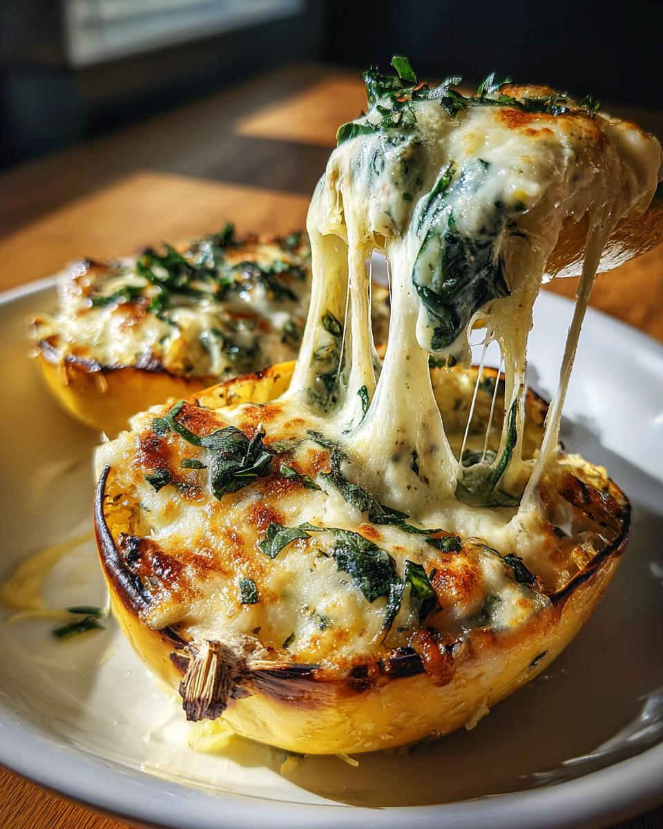 Cheesy Spinach and Artichoke Spaghetti Squash - detail 2