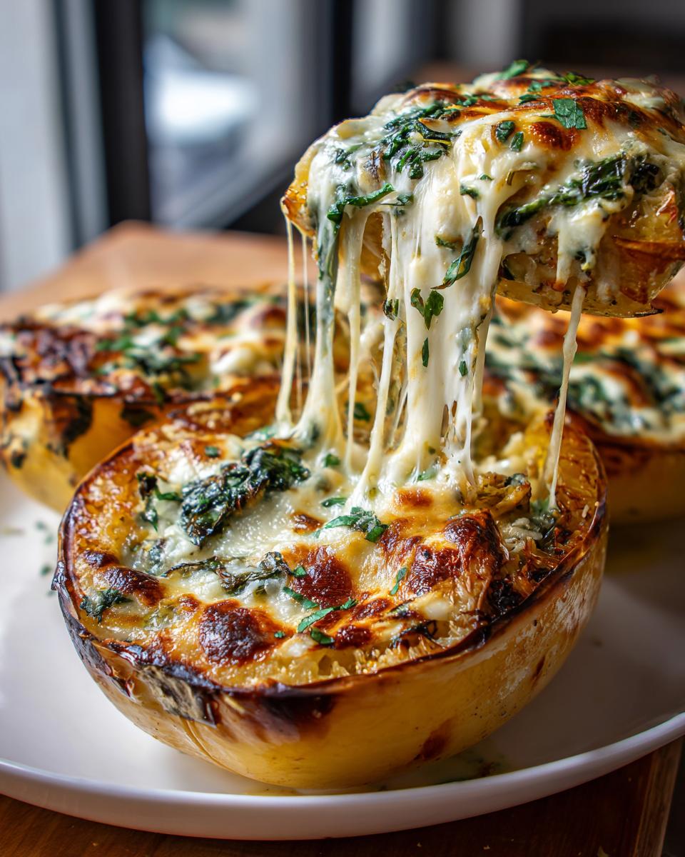 Cheesy Spinach and Artichoke Spaghetti Squash - detail 3