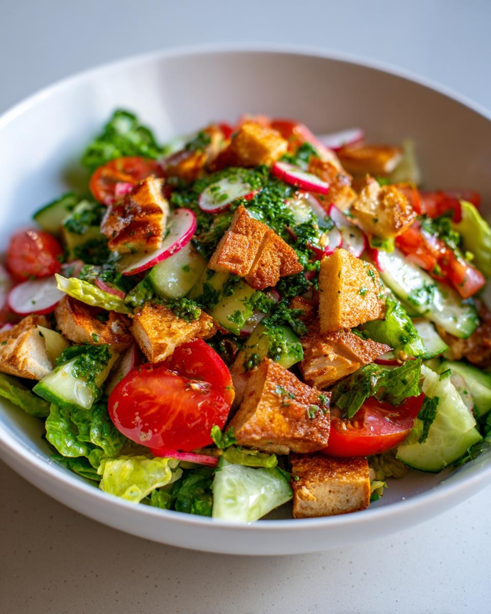 Fattoush salad with toasted pita - detail 1