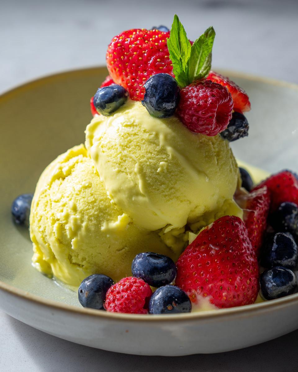 Lemon Basil Sorbet with Fresh Berries - detail 1
