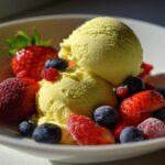 Lemon Basil Sorbet with Fresh Berries
