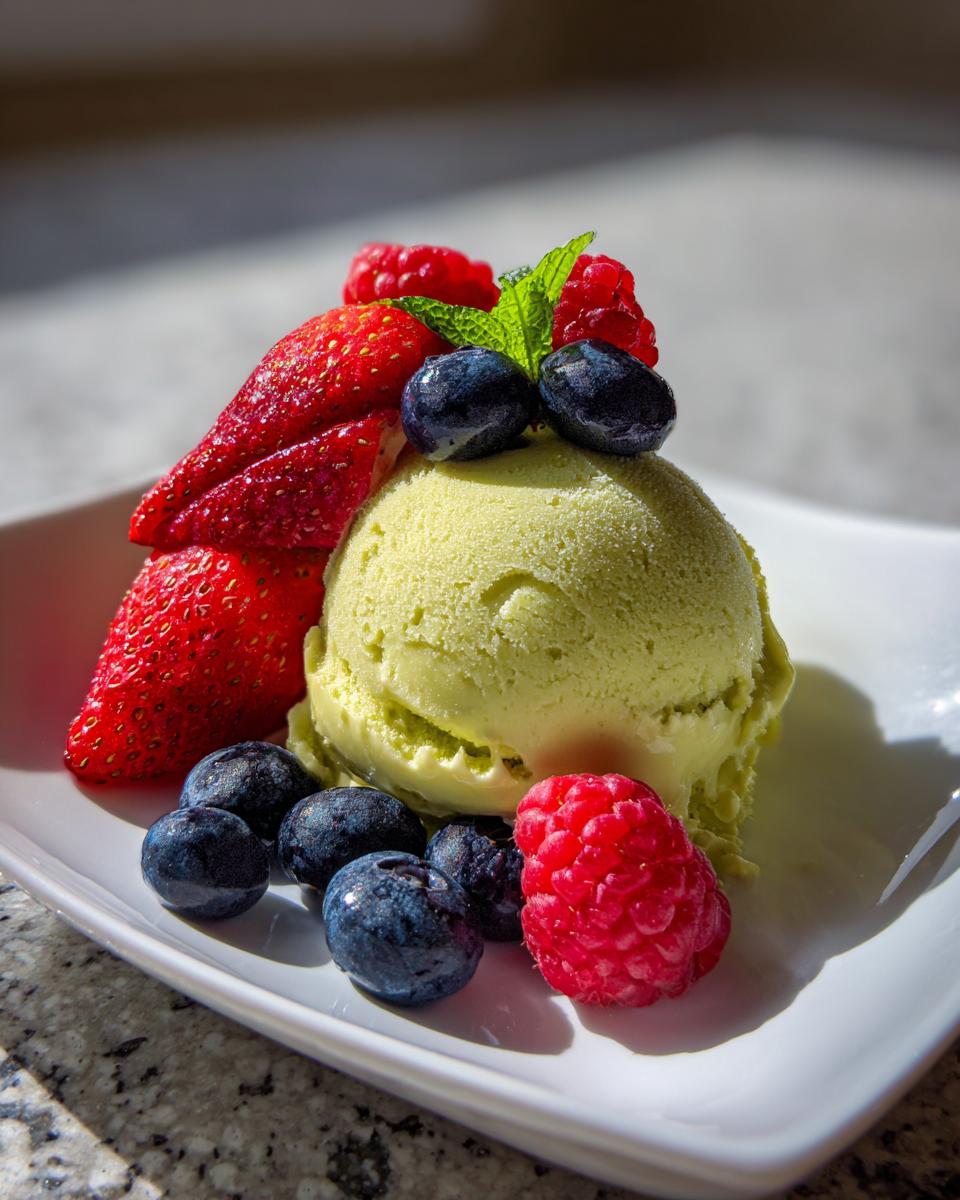 Lemon Basil Sorbet with Fresh Berries - detail 2