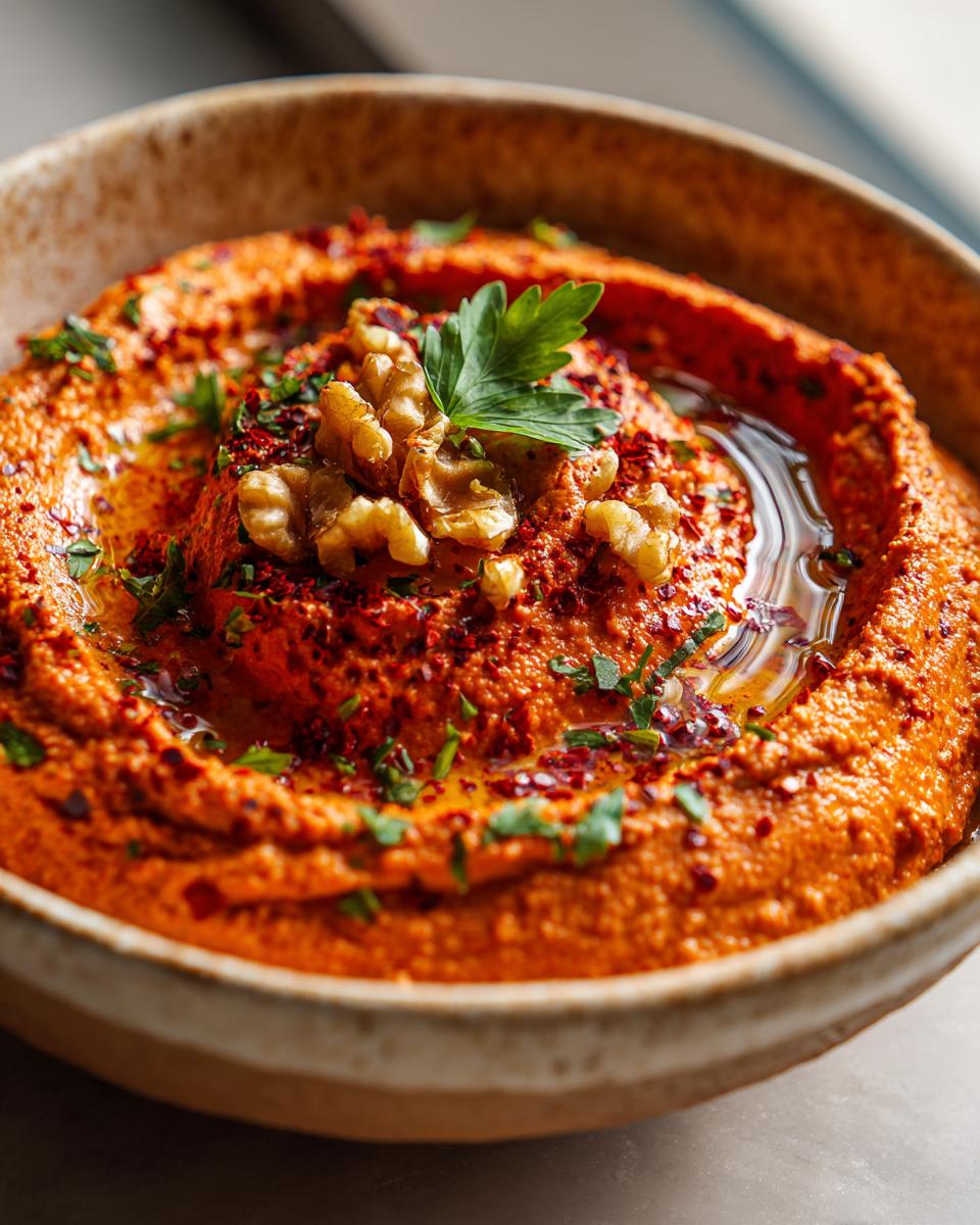 Muhammara dip (roasted red pepper and walnut) - detail 1
