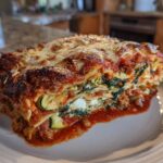 Roasted vegetable lasagna with ricotta and spinach