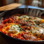 Shakshuka (poached eggs in spiced tomato‑pepper sauce)