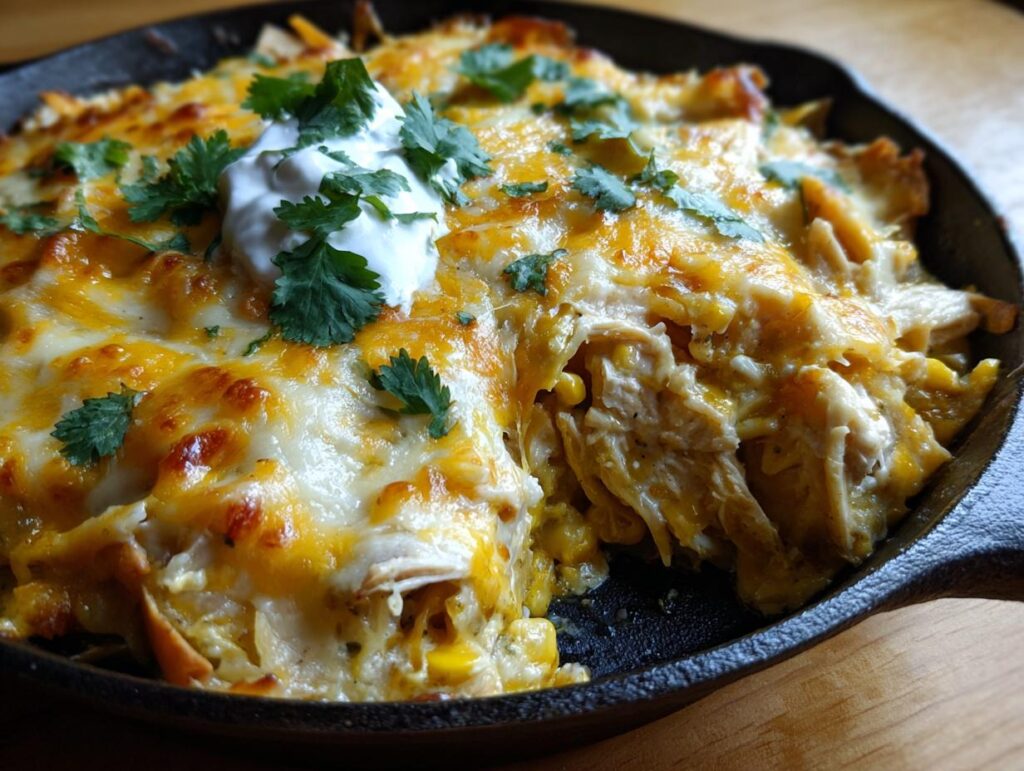Skillet Green Chili Enchilada Bake