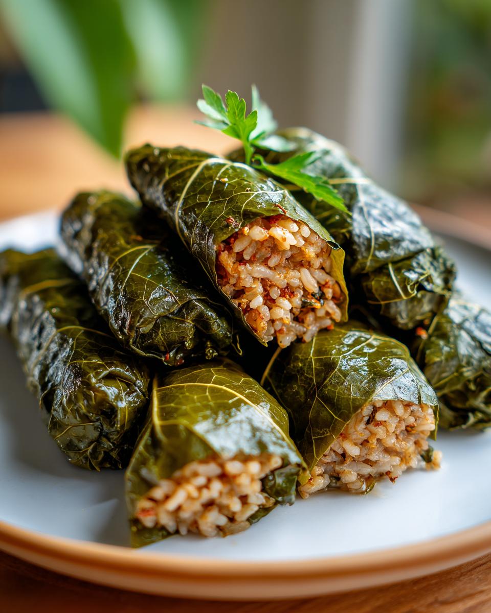 Stuffed grape leaves (vegetarian dolma) - detail 1