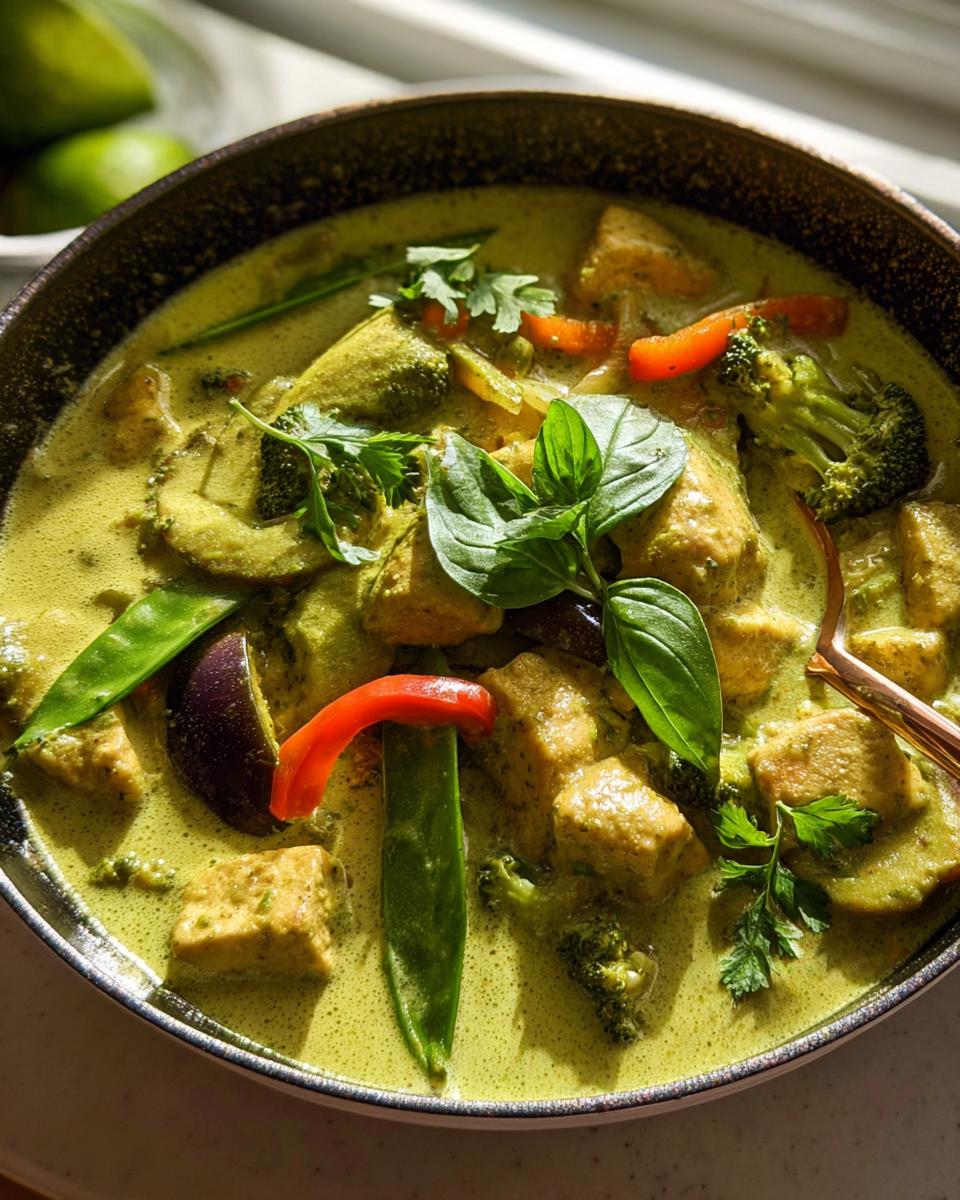 Thai green curry with coconut milk & vegetables - detail 1