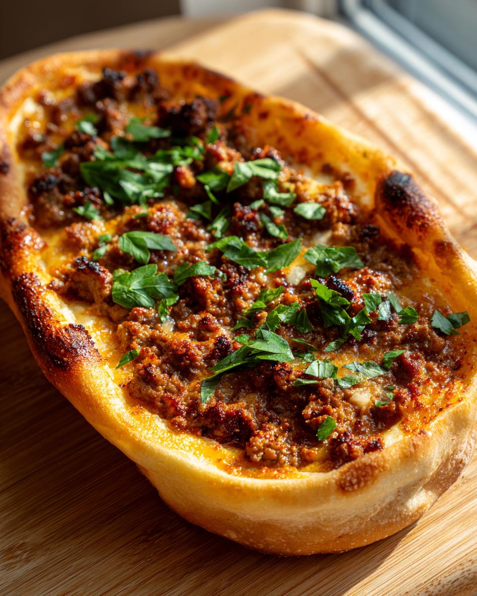 Turkish Lamb Pide Bread - detail 1