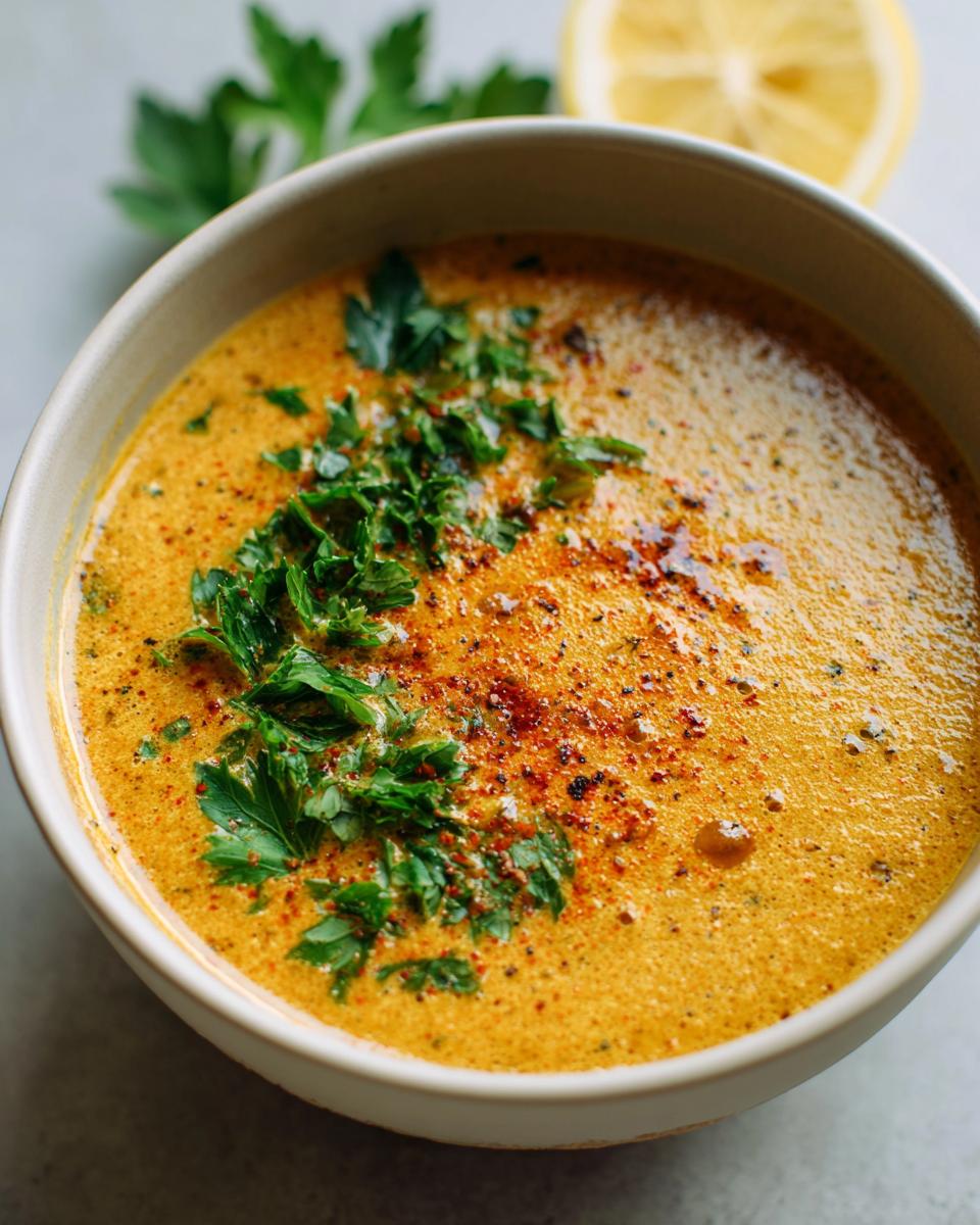 Turkish red lentil soup (mercimek çorbası) - detail 1