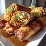 Vegetable spring rolls with peanut sauce